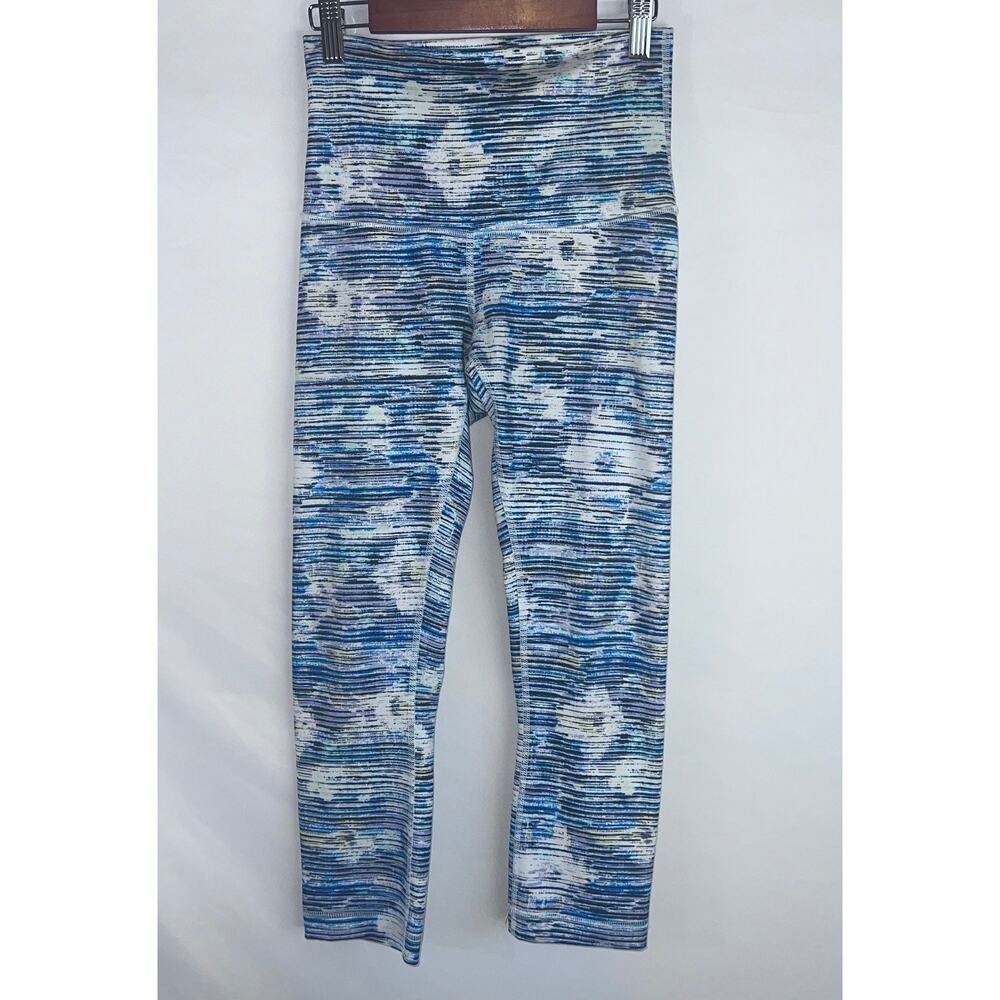 Lululemon Women Wunder Under Blurry Belle Blue Abstract Cropped Leggings Size 4?